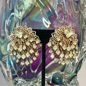 Vintage Crystal Chandelier Clip-On Earrings Wedding Fashion Jewelry